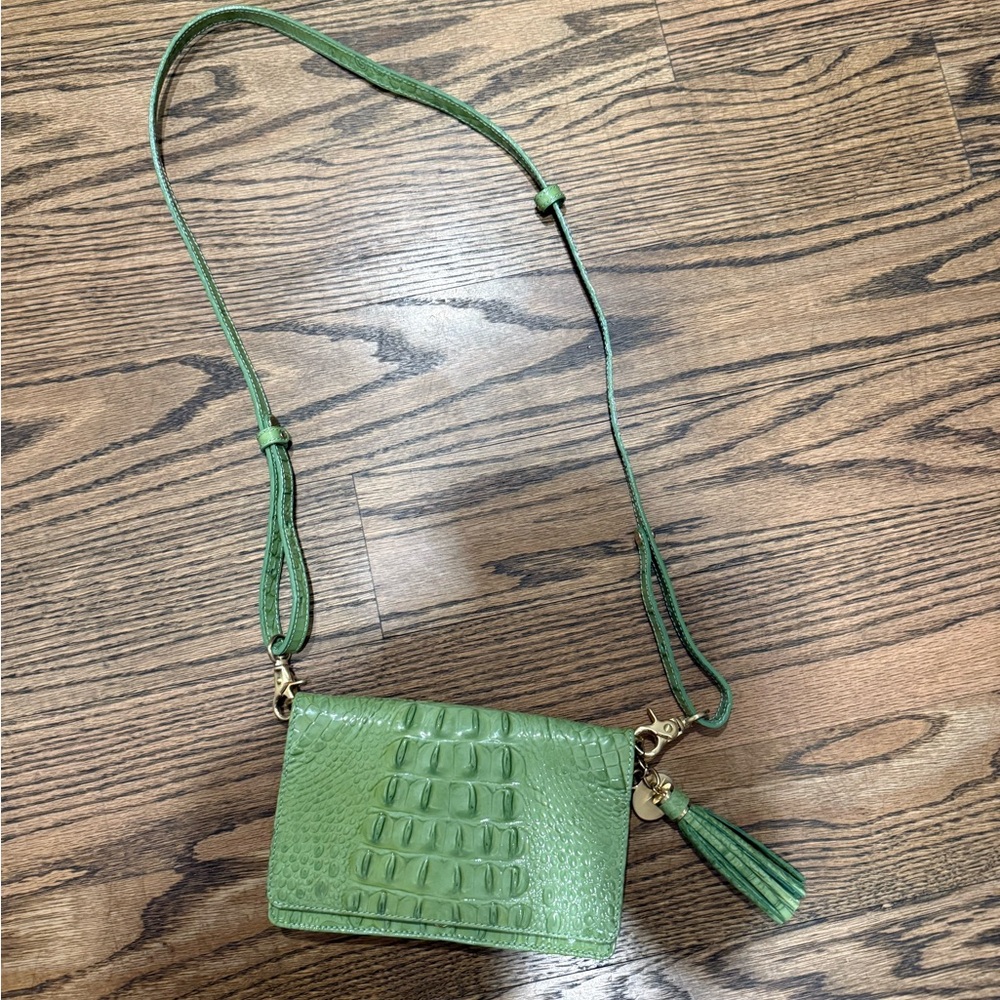 Brahmin Green Crocodile-Embossed clutch